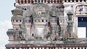 Sculptures on Shri Rama Chandra temple Gopura, Ammapalli, Shamshabad,