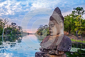 Sculptures in the South Gate of Angkor Wat.