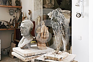 Sculptures in studio