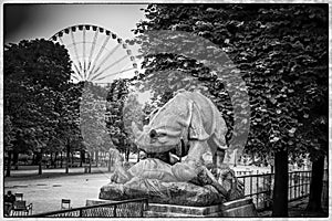 The sculptures in Tuileries garden, near Louvre, Paris, France