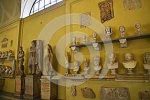 Sculptures in the Vatican Museums in the Vatican City in Rome Italy