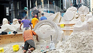 Sculpturing in sand.