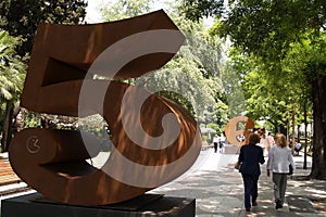 Sculputures in recoletos street madrid photo