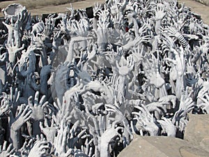 Sculture of hands Wat Rong Khun Chiang Rai