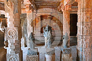 Scupltures, Nataraja mandapa, Airavatesvara Temple complex, Darasuram, Tamil Nadu. This mandapa is a museum now.