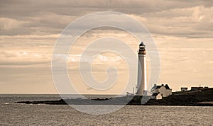 Scurbie Ness Lighthouse on the Headland,Montrose,Angus,Scotland,UK