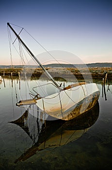 Scuttled sailing boat