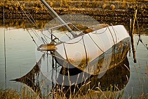 Scuttled sailing boat