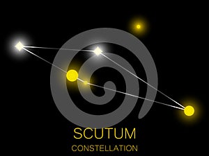 Scutum constellation. Bright yellow stars in the night sky. A cluster of stars in deep space, the universe. Vector illustration photo