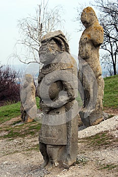 Scythian kurgan with anthropomorphic stone sculptures in Izyum, Eastern Ukraine