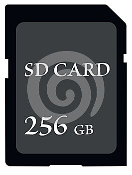 SD card 256 GB symbol icon illustration vector on white background