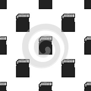 SD card icon in black style isolated on white background. Personal computer pattern