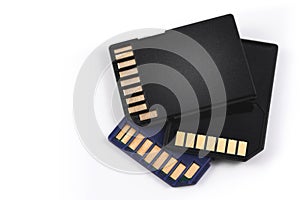 SD cards on the white background macro