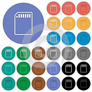 SD memory card outline round flat multi colored icons