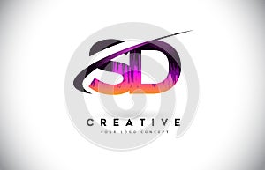 SD S D Grunge Letter Logo with Purple Vibrant Colors Design. Creative grunge vintage Letters Vector Logo photo