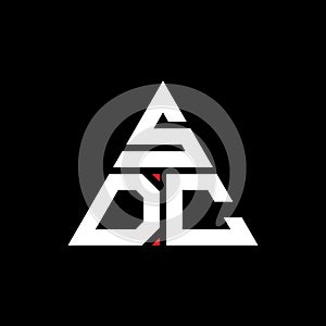 SDC triangle letter logo design with triangle shape. SDC triangle logo design monogram. SDC triangle vector logo template with red