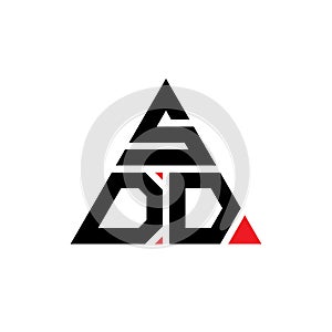 SDD triangle letter logo design with triangle shape. SDD triangle logo design monogram. SDD triangle vector logo template with red