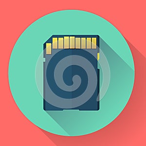 SDHC Memory card icon. Flat style