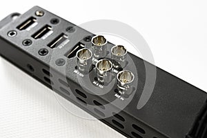 SDI and HDMI connectors of a television switcher for live signal realization