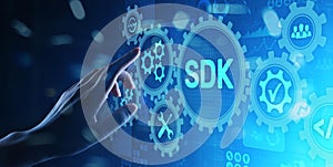 SDK Software development kit programming language technology concept on virtual screen.