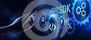 SDK Software development kit programming technology concept on virtual screen