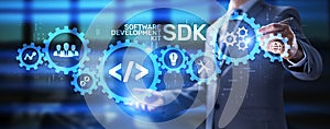 SDK Software development kit programming technology concept on virtual screen