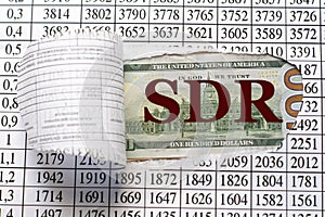 SDR is the acronym behind torn office paper with numbers photo