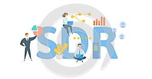 SDR, Special Drawing Rights. Concept with keywords, people and icons. Flat vector illustration. Isolated on white. photo
