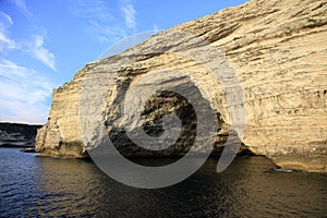 Sdragonato Marine cave along coast of Bonifacio, Southern Corsica, France