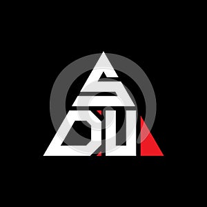 SDU triangle letter logo design with triangle shape. SDU triangle logo design monogram. SDU triangle vector logo template with red