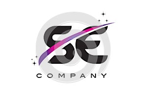 SE S E Black Letter Logo Design with Purple Magenta Swoosh photo
