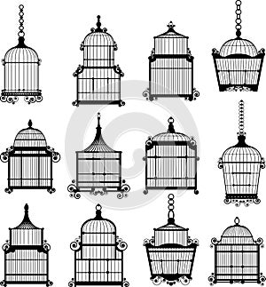 Se of vintage birdcages