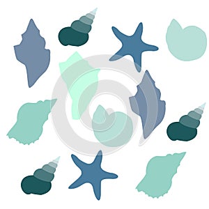 Seashell and Starfish Silhouette Pattern â Ocean and Beach Vector Design