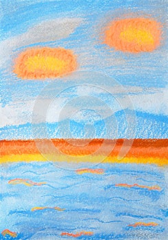 The Sea. Abstract color soft pastel painting.