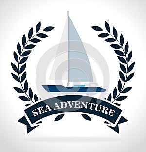 Sea adventure sailign boat label design