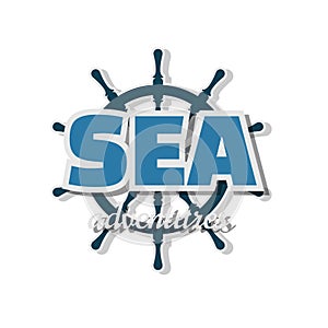 Sea adventures icon. Steering wheel ship on a white background. Logo for travel company