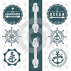 Sea Adventures with rope elements anchor wheel round logo