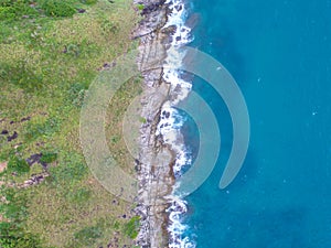 Sea aerial view,Top view,amazing nature background.The color of