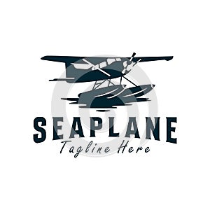 sea airplane illustration logo