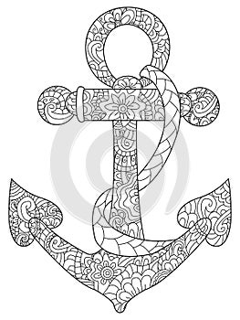 Sea anchor coloring vector for adults