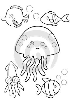 Sea Animal Coloring Pages A4 for Kids and Adult