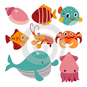 Sea animals collection