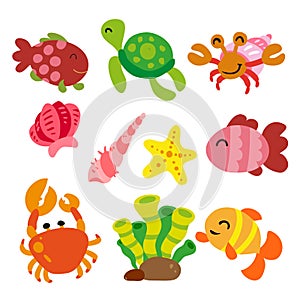 Sea animals collection