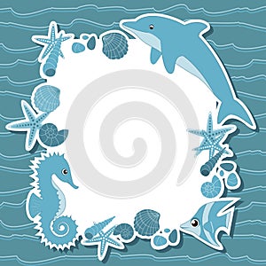 Sea background with marine life