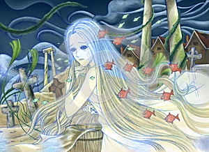 The Sea Banshee Crying in the Sink Down Village Digital Illustration