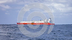 Sea-based gas tanker is en route through the rough waters of the Southern Ocean photo