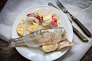 Sea bass baked