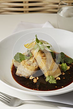 Sea bass fillet with black vinegar