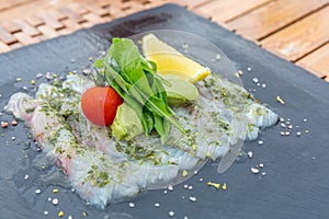 Sea bass sashimi photo