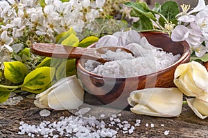 Sea bath salt in bowl